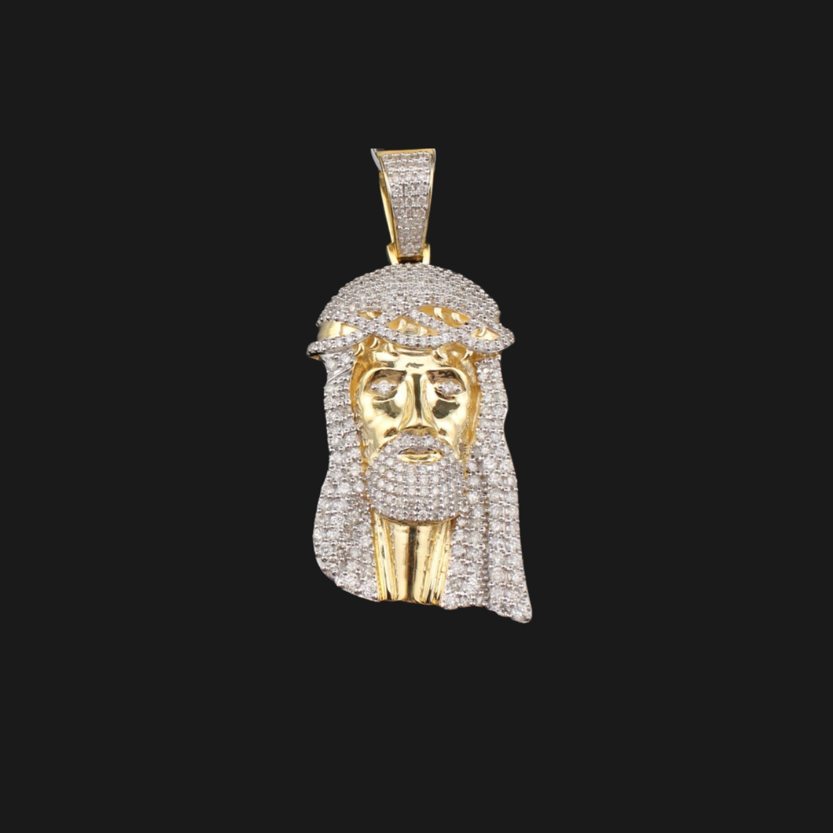 Colgante de cara de Jesús de oro 10K auténtico con diamante
