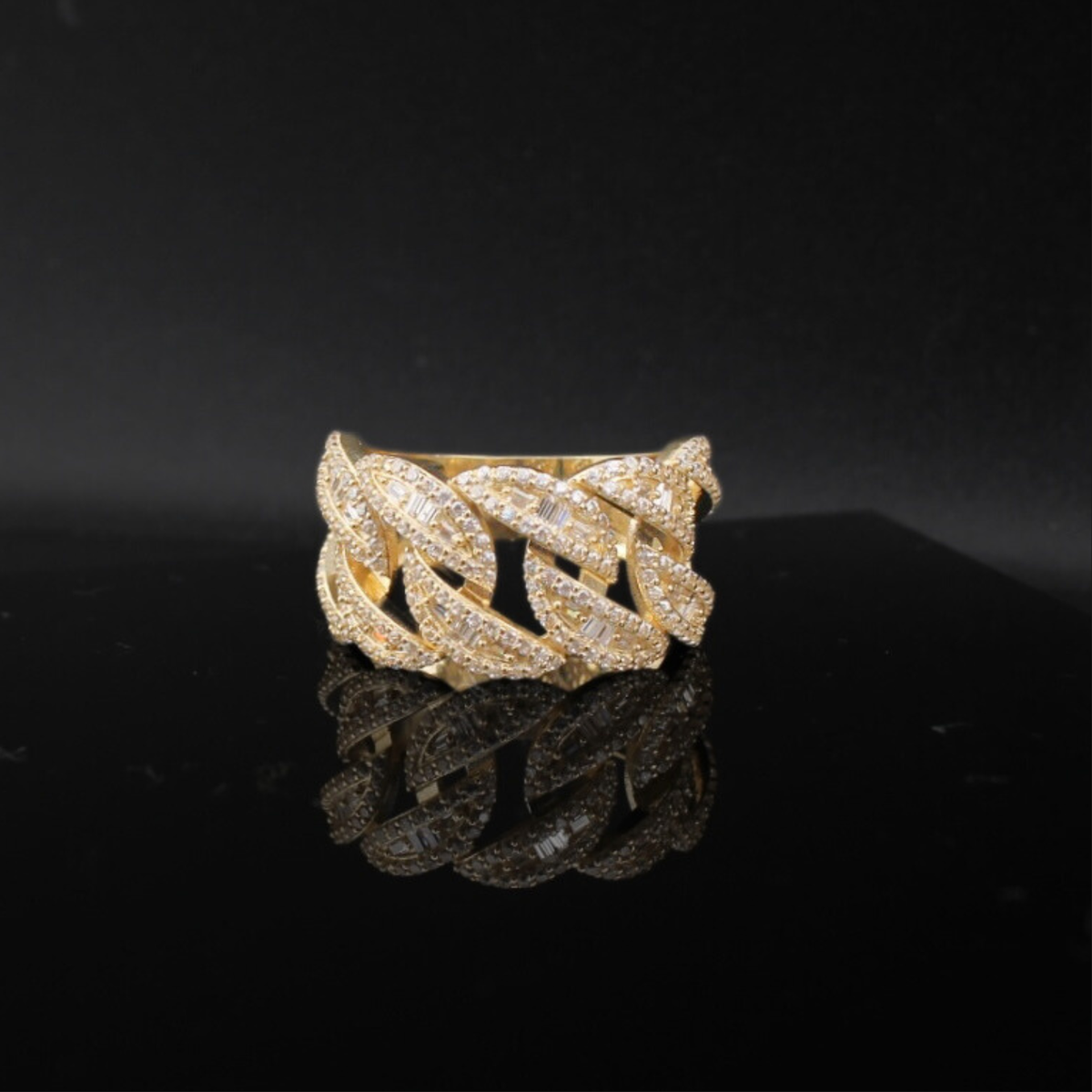 Anillo de oro de 10K auténtico, diseño cubano