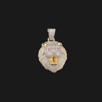 Real 10K Gold Diamond Lion Pendant
