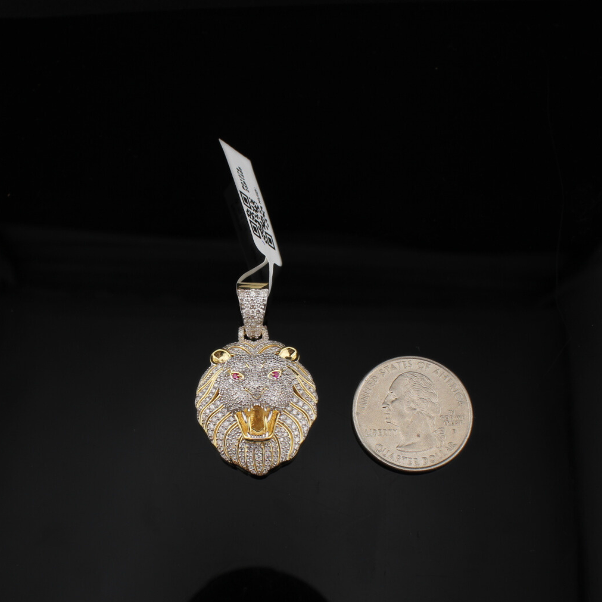 Real 10K Gold Diamond Lion Pendant