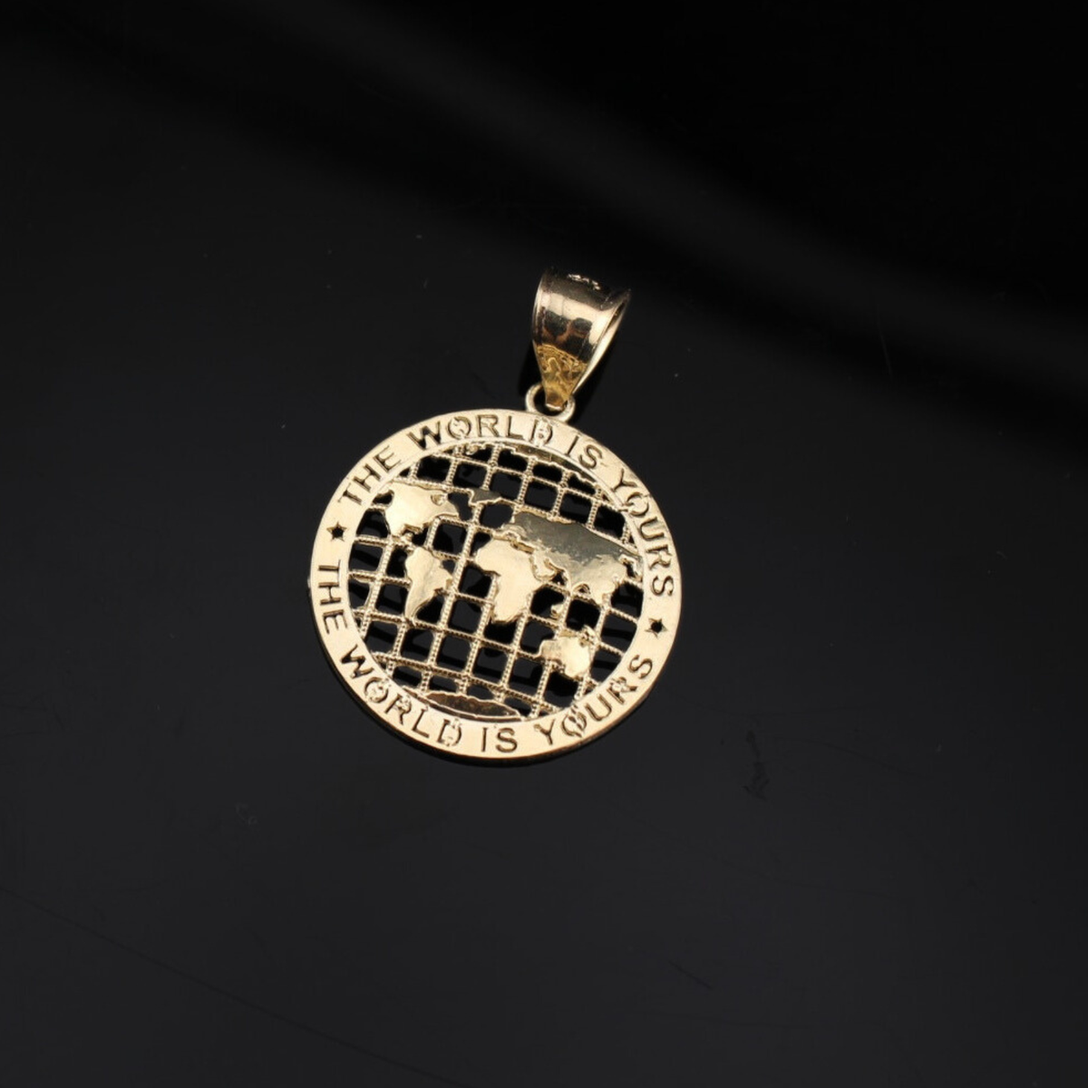 Real 10K Gold World Is Yours Pendant Small