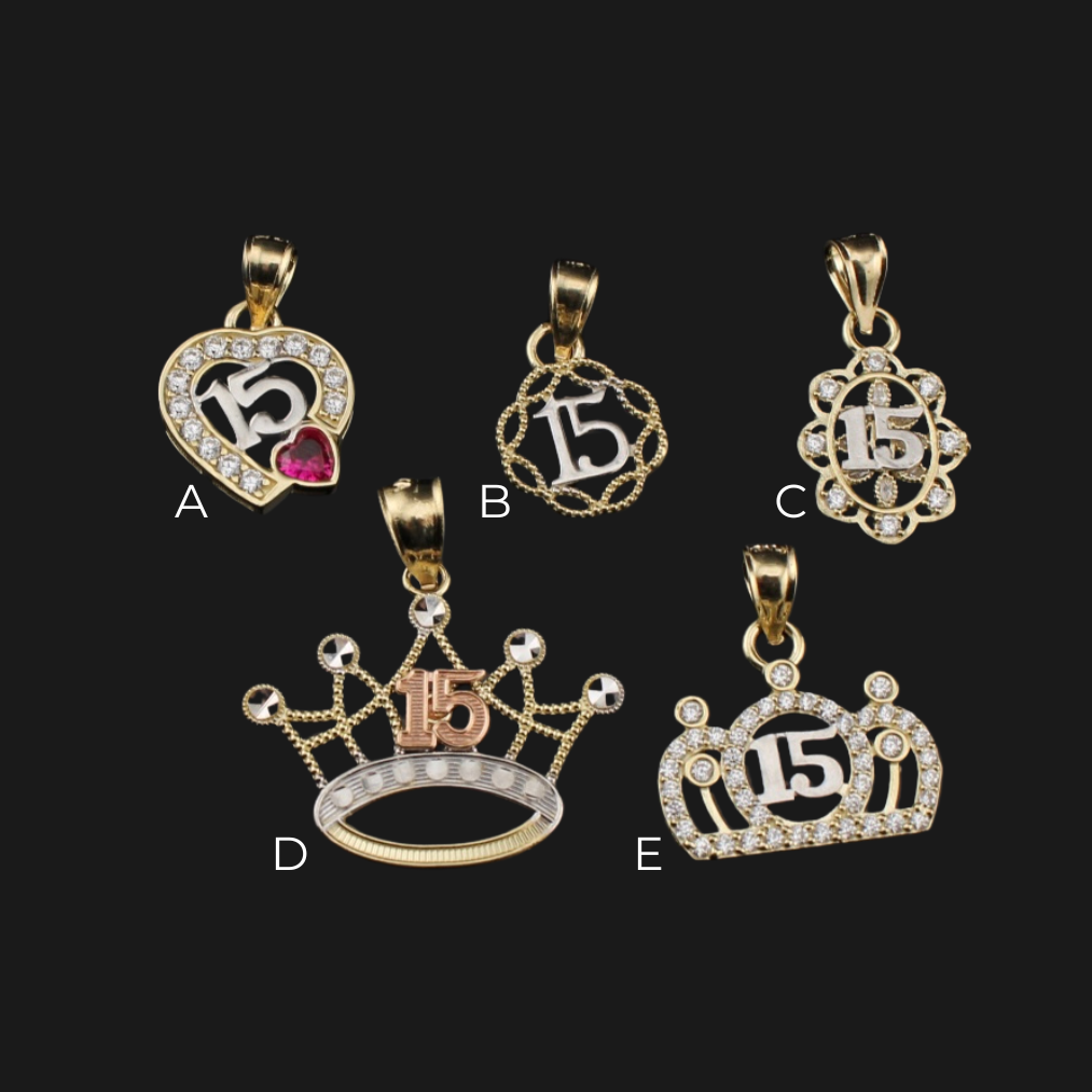 10K Gold Quinceañera Pendants - detail view - ICEbyAK