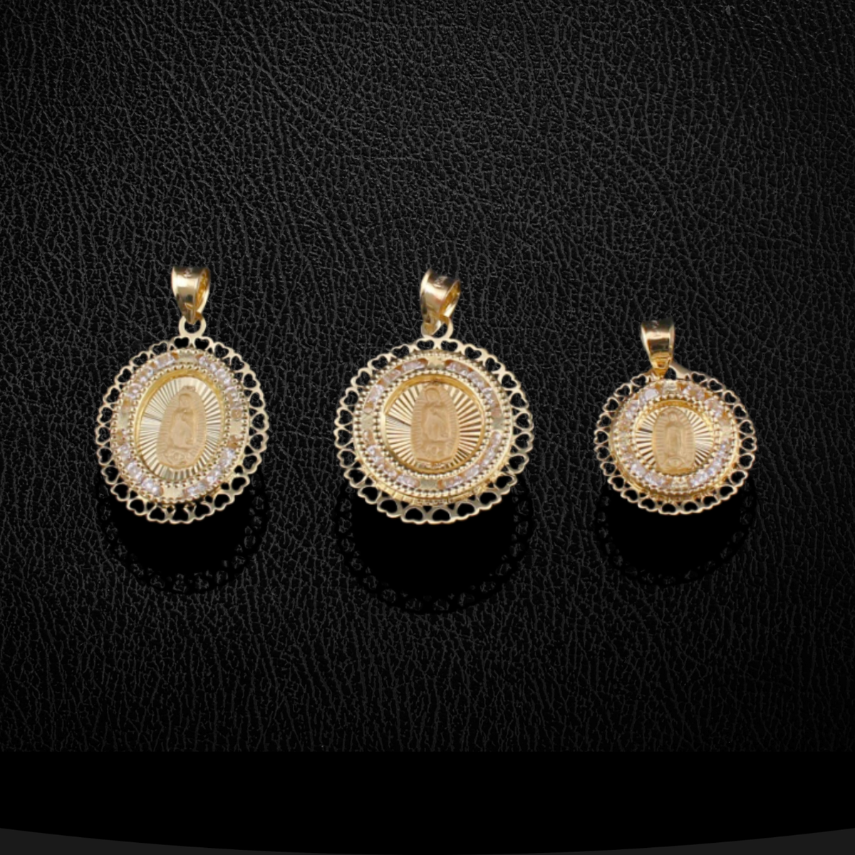 Real 10K Gold Virgin Mary Heart Pendant