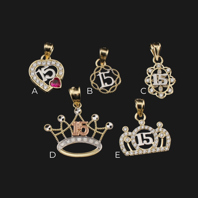 10K Gold Quinceañera Pendants