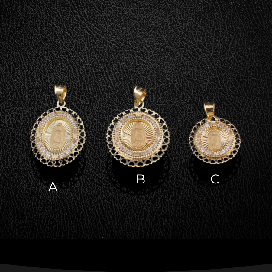 Real 10K Gold Virgin Mary Heart Pendant