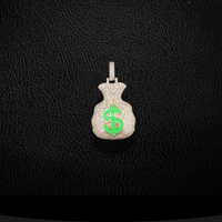 Colgante de bolsa de dinero con diamantes de oro de 10 quilates auténticos