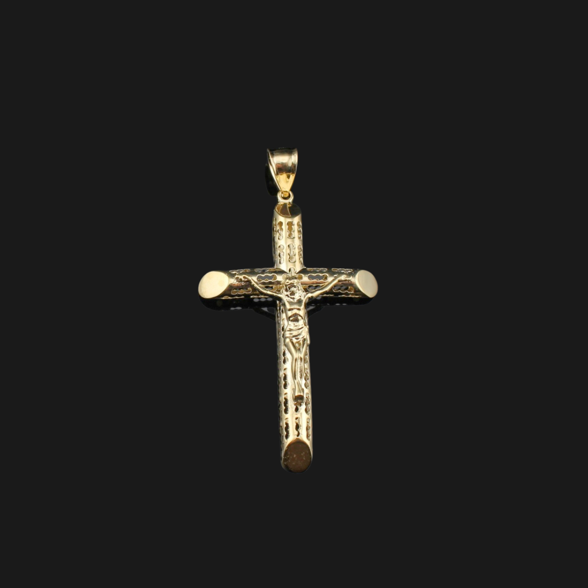 Real 10K Gold Cross Pendant Pipe Cross