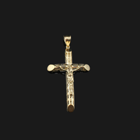 Real 10K Gold Cross Pendant Pipe Cross