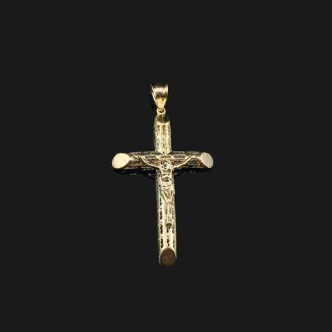 Real 10K Gold Cross Pendant Pipe Cross