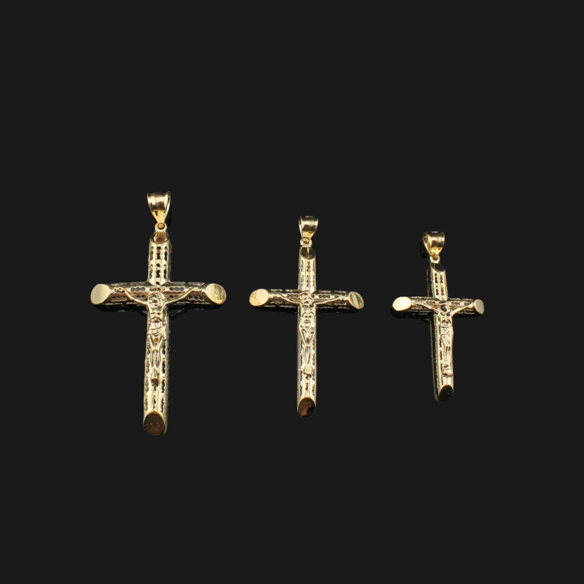 Real 10K Gold Cross Pendant Pipe Cross