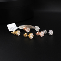 Pendientes de flor de diamante de oro de 10K auténtico 0,76 CTW