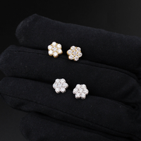Real 10K Gold Diamond Flower Earrings 0.94 CTW