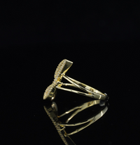 Anillo con letra J de oro 10K real y diamante