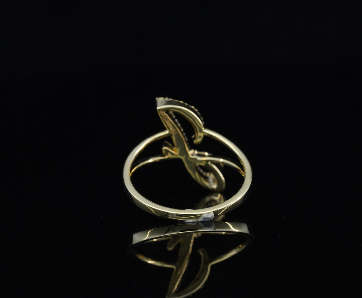 Anillo con letra J de oro 10K real y diamante