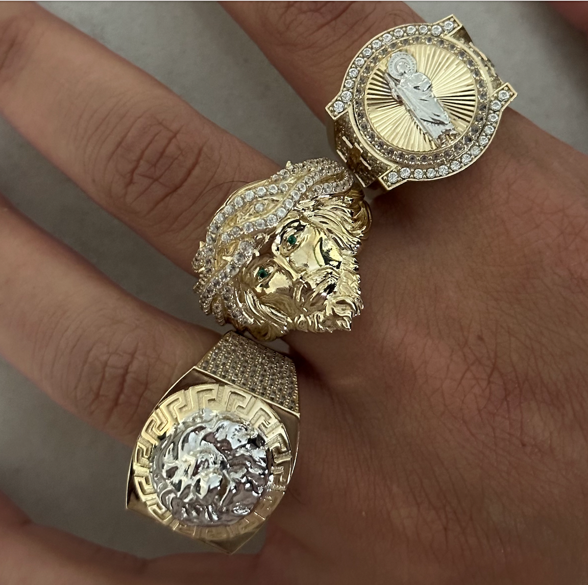 Real 10K Gold Mens Jesus Face Ring