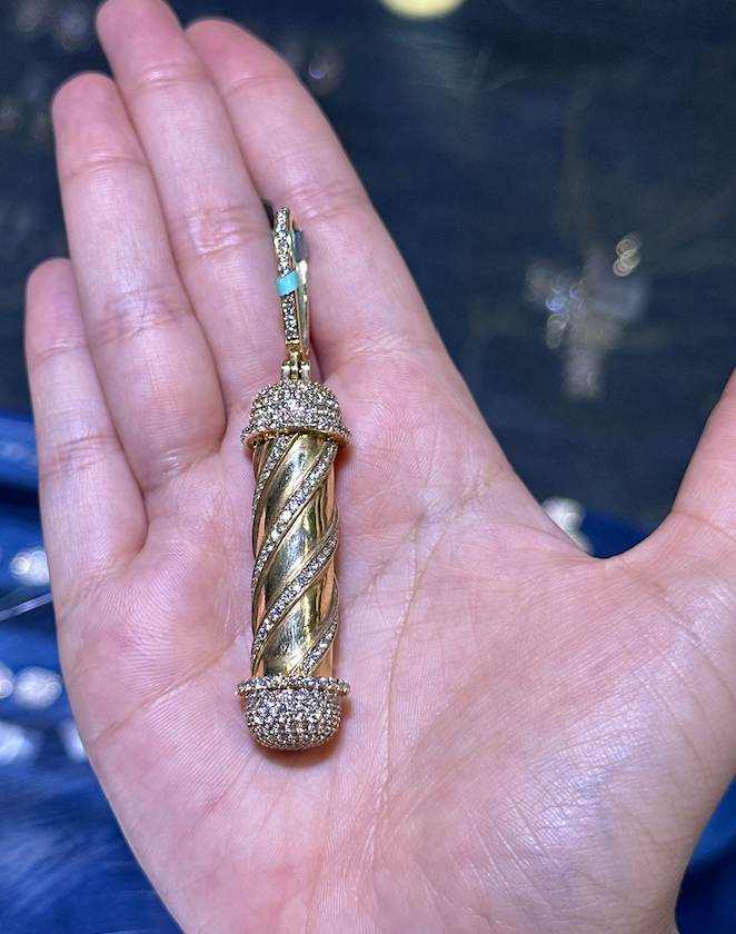 14K Diamond Barber Pole 3D Pendant 5.45 CTW