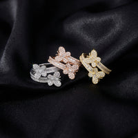 Real 10K Gold Diamond Butterfly Ring