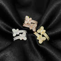 Real 10K Gold Diamond Butterfly Ring