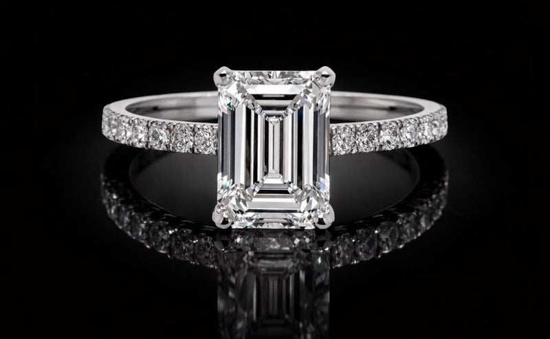 14K White Gold Lab Emerald Diamond Ring 3.54 CTW