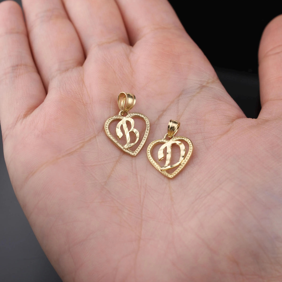 Real 10K Gold B D Initial Pendant