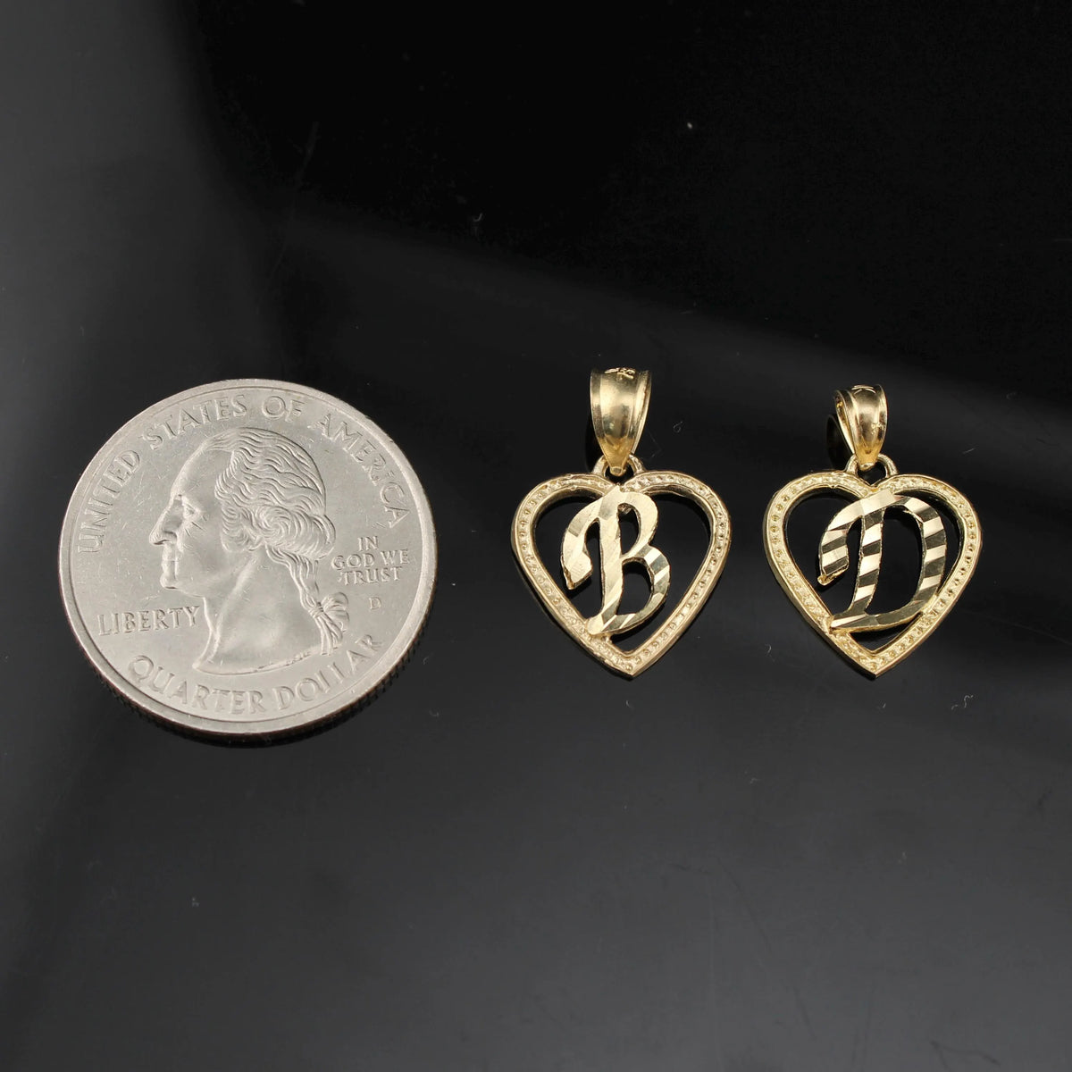 Real 10K Gold B D Initial Pendant