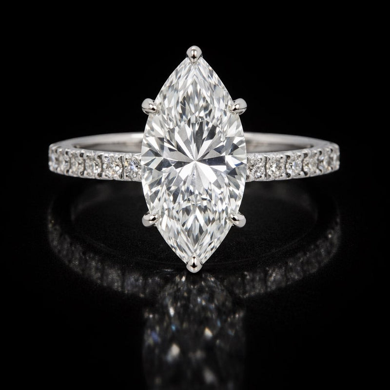 14K White Gold Lab Diamond Marquise Diamond Ring 2.57 CTW