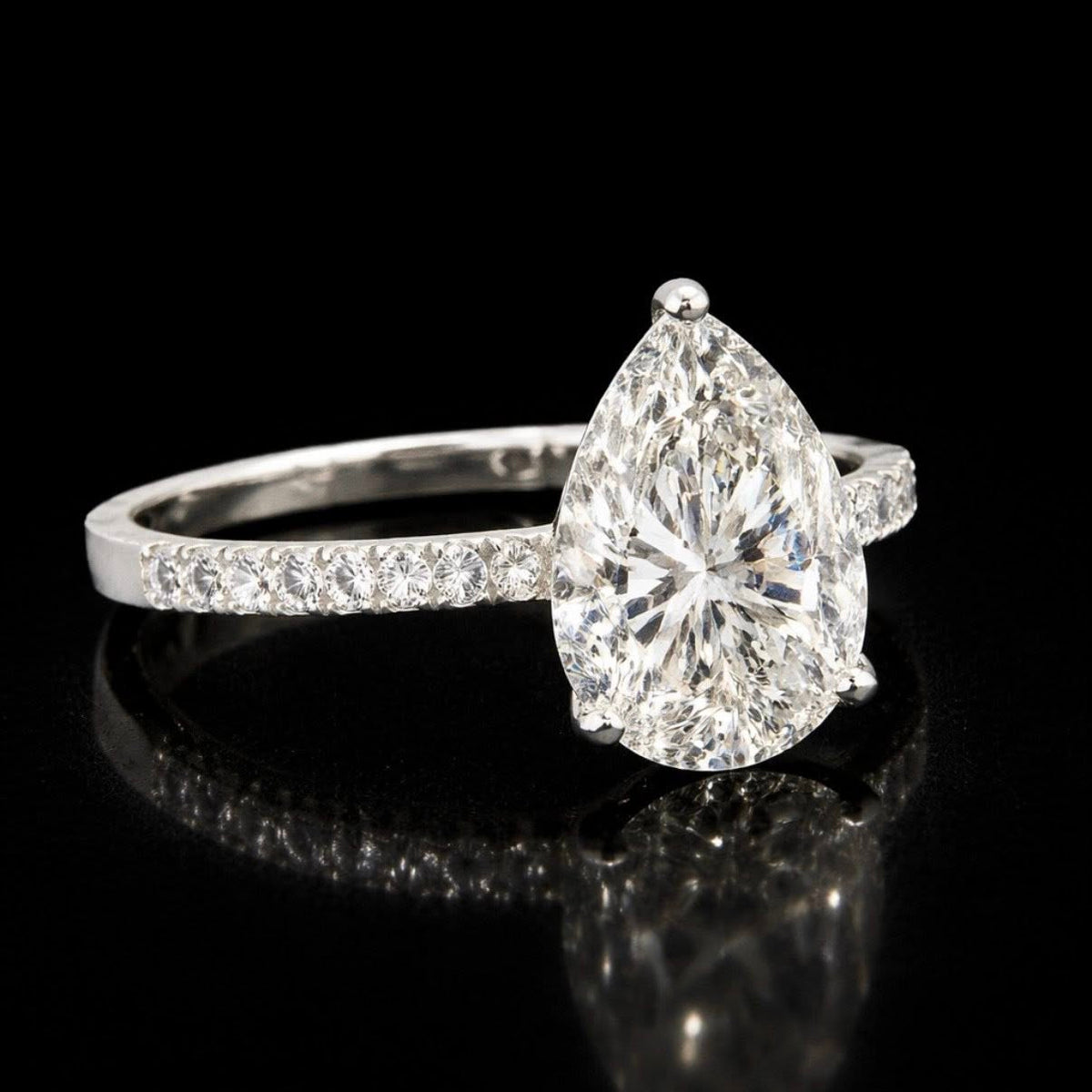Real 14K Gold Lab Diamond Pear Diamond Ring 3.57 CTW