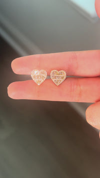 Pendientes de Corazón con Diamantes de Oro de 10K auténtico