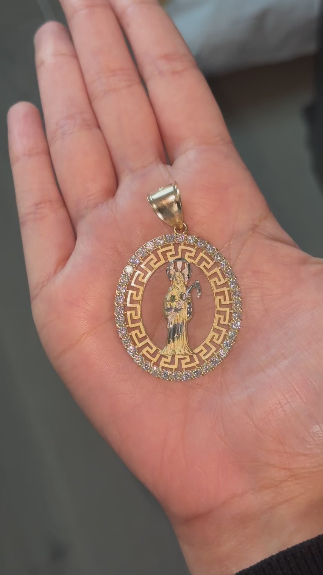 10K Real Gold Santa Muerte Pendant