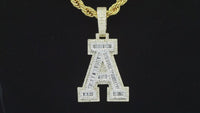 Real 10K Gold Diamond Letter A Pendant 1.7 CTW