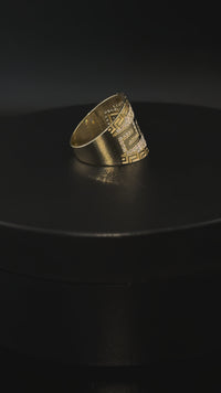 Anillo de hombre de oro de 10K auténtico con diseño griego