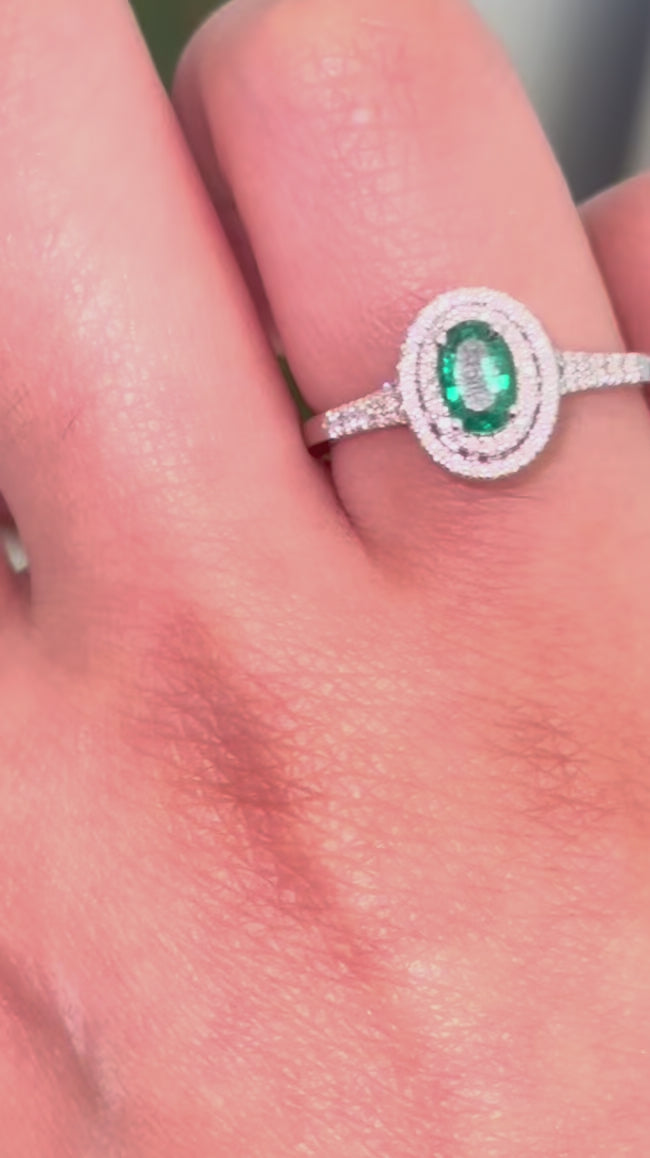 14K Diamond Emerald Ring