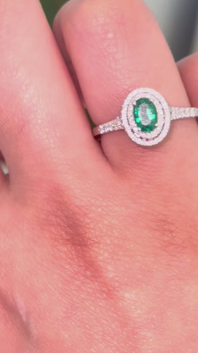 14K Diamond Emerald Ring