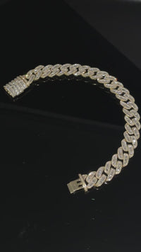Real 10K Gold Diamond Cuban Mens Bracelet , 7 CTW