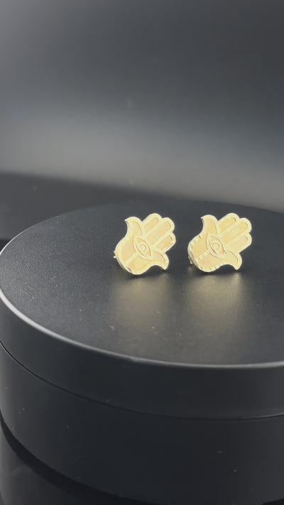 Real 10K Gold Hamsa Hand Studs