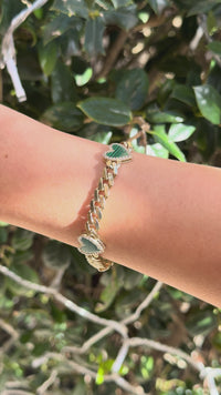 Pulsera de corazón cubana de oro de 10K auténtico