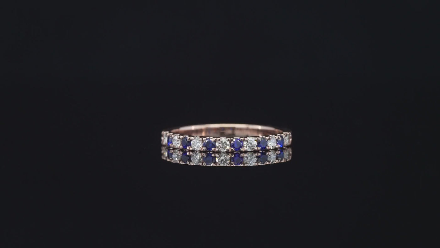 10K Rose Gold Diamond Blue Band Ring (Copy)