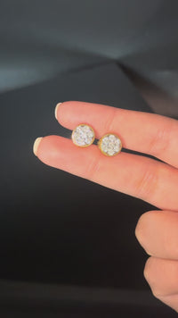 Real 10K Gold Mens Round Diamond Earrings
