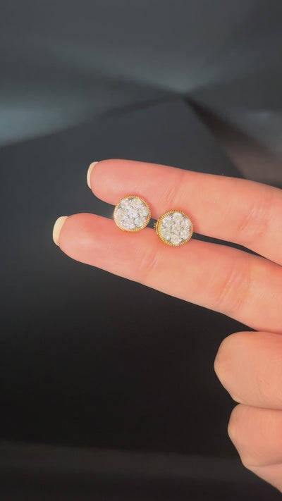 10K Mens Round Diamond Earrings