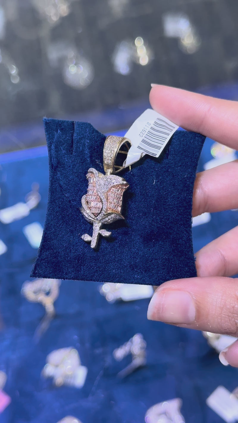 10K Diamond Rose Pendant 0.70 CTW