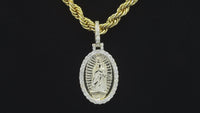 Real 10K Gold Diamond Virgin Mary Pendant 0.74 CTW