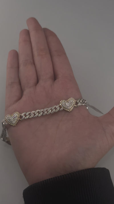 10K Diamond Heart Two Tone Bracelet