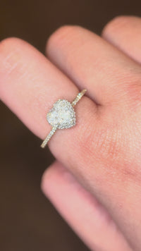 Anillo de Corazón de Diamantes de Oro de 10K auténtico