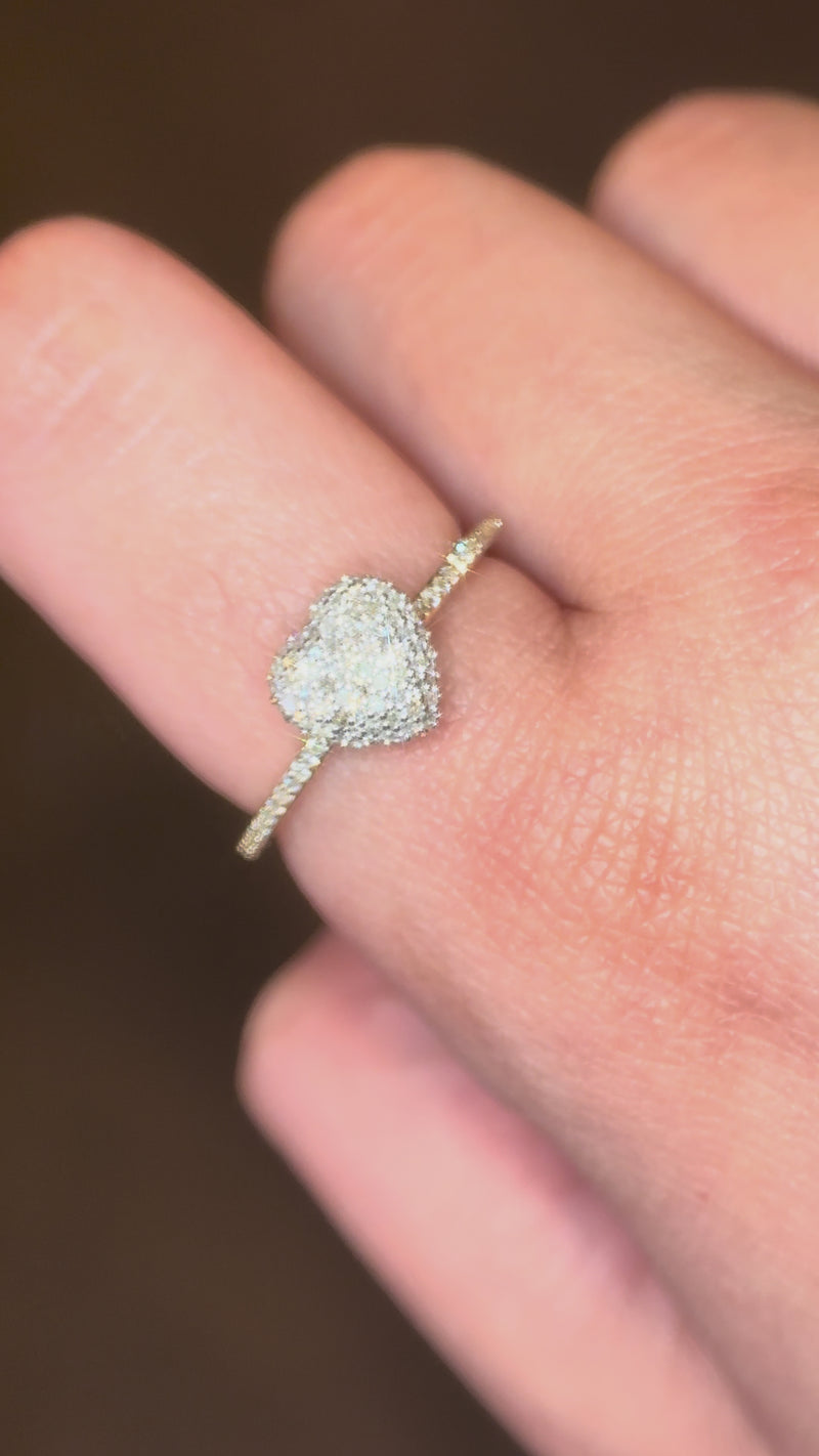Real 10K Gold Diamond Heart Ring