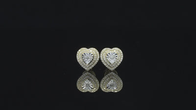 10K Yellow Gold Diamond Heart Studs 0.28 ctw