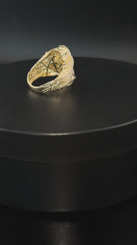 Real 10K Gold Mens Jesus Face Ring