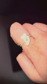 Real 10K Gold Diamond Letter B Initial Ring