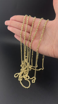 Cadenas de oro 10K auténtico de 3 mm tipo cuerda
