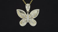 Real 10K Gold Diamond Butterfly Pendant 1.4 CTW