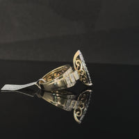 Anillo de Oro 10K auténtico con Diamantes en Forma de Marquesa